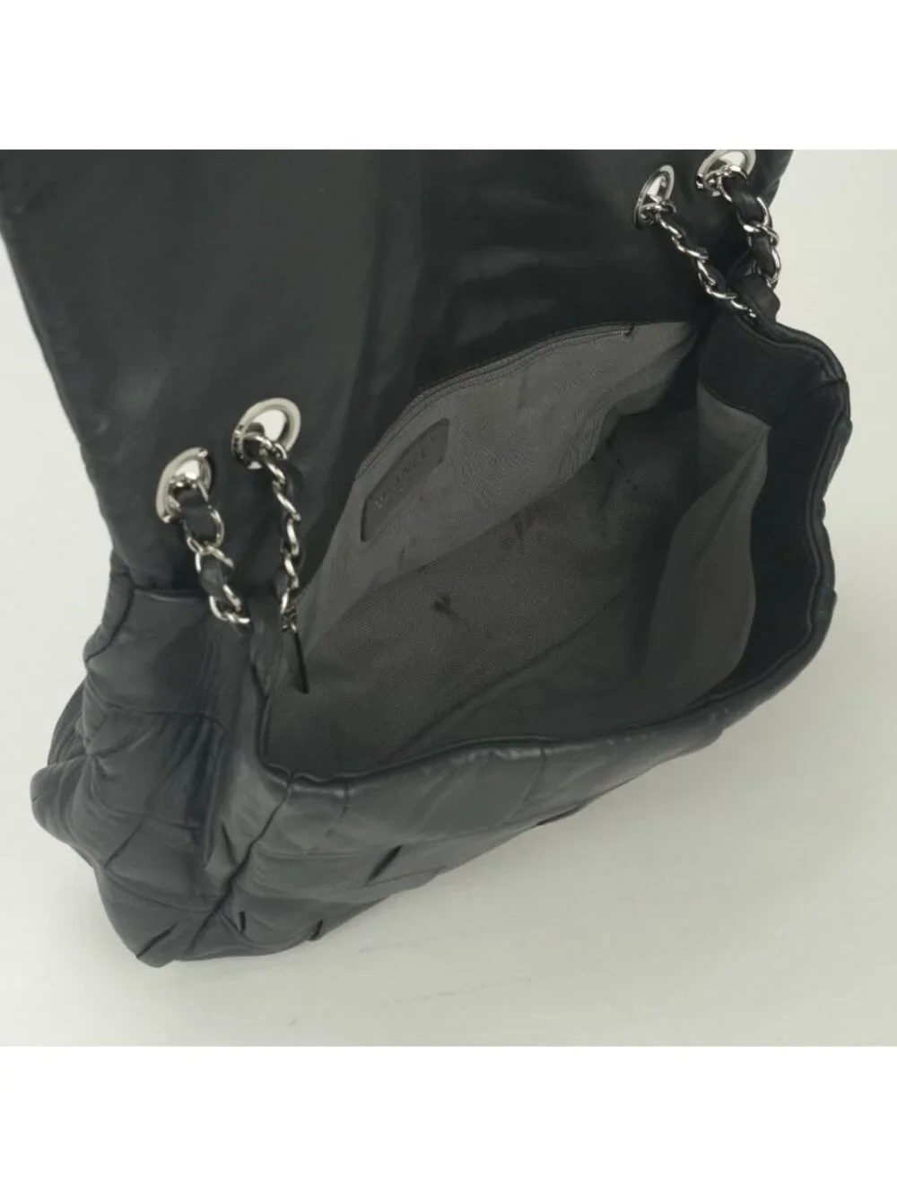 Chanel 2.55 Line Shoulder Bag Calfskin Gray Glay Silver Chain